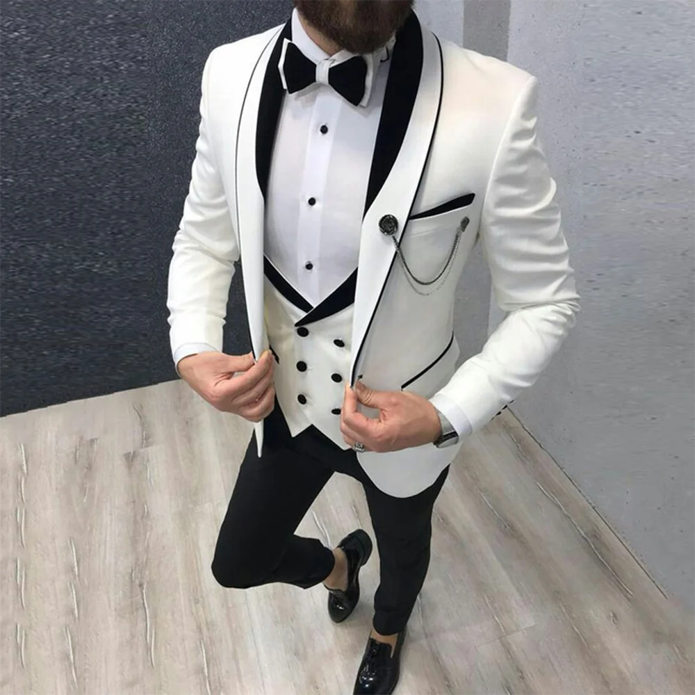 Top Trends: Men Suit Groom Wear Business Casual Party Suit For Men Slim Fit Shawl Lapel 3 Piece （Blazer + Vest+ Pants）Costume Homme Shoppable Styles