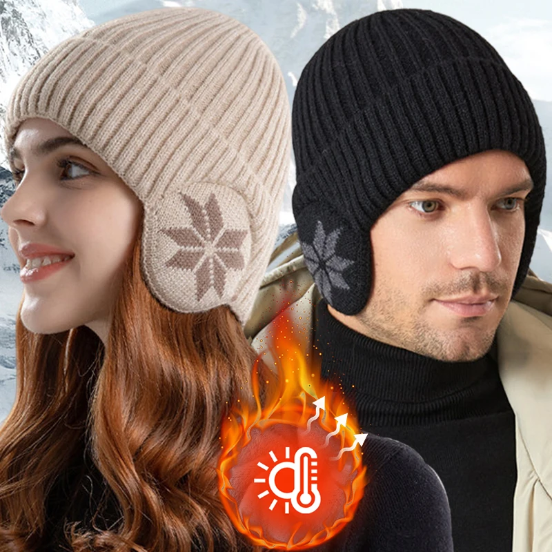 Top Trends: Winter Warm Plush Knitted Benines For Men Women Snow Fashion Skullies Hat Unisex Outdoor Coldproof Ear Protection Wool Caps Shoppable Styles