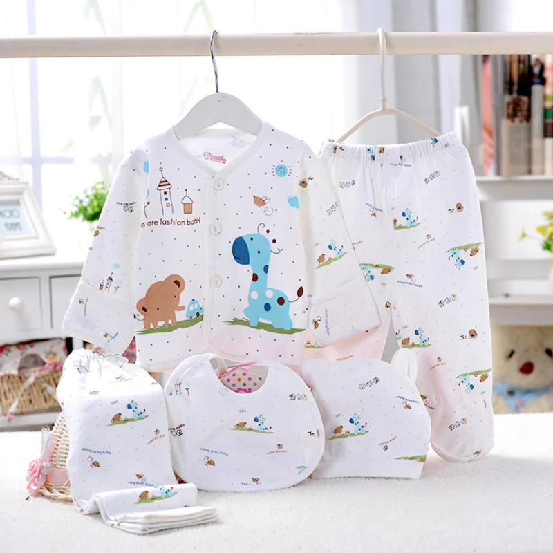 Top Trends: 5pcs Baby Girl Clothes 0-3m Spring Summer Print Cartoon Newborn Clothing Gift Set Cotton Baby Boy Clothes Baby Outfit Shoppable Styles - Image 2