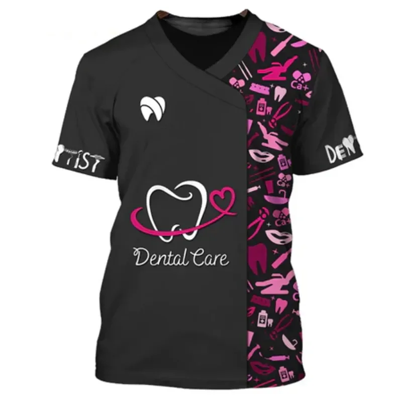 Top Trends: Dentist Nurse Cosplay Imitate Work Clothes Fun Hip Hop Personality Clothing Round Neck Short Sleeve Men's And Women's T-shirts Shoppable Styles