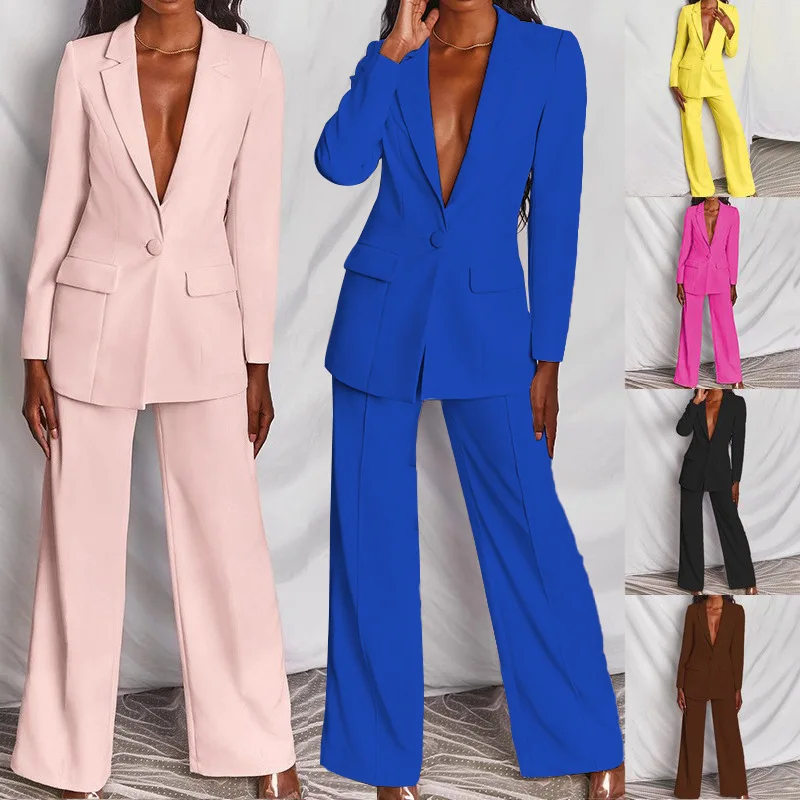 Top Trends: Women Blazer + Pants Sets Two Piece Spring Autumn Fashion Work Pant Suits OL Single Breasted Jacket Formal Suit Outfits Shoppable Styles