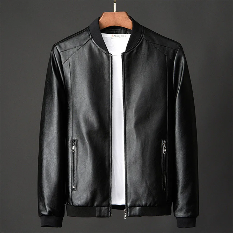 Top Trends: Autumn Leather Jackets For Men Bomber Motorcycle PU Coat Causal Black Biker Pocket Zipper Jacket Outwear Oversize 7XL 8XL Shoppable Styles