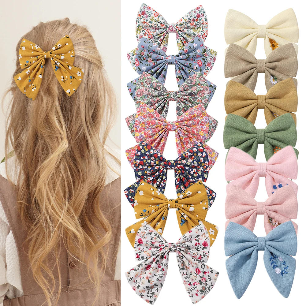 Top Trends: Elegant Floral Cotton Kids Bows Spring Butterfly Hair Clip Fashion Print Hair Barrette For Women Girls Sweet Hairpin Accessories Shoppable Styles