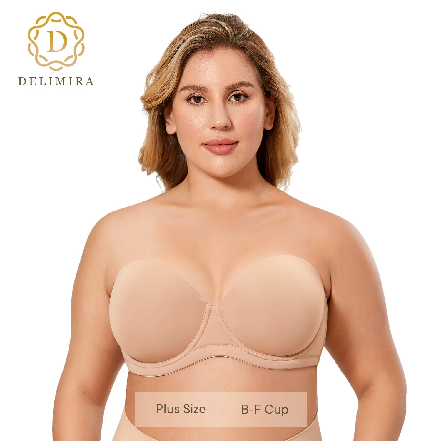 Top Trends: Delimira Women's Multiway Strapless Bra Silicone Seamless Plus Size Full Figure Push Up Underwire Contour Invisible Bras D E F Shoppable Styles