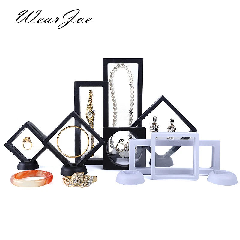 Top Trends: 3D Floating Frame Gemstone Coin Box Clear Jewelry Bracelet Display Stand Ring Pendant Holder Protect Jewellery Presentation Case Shoppable Styles