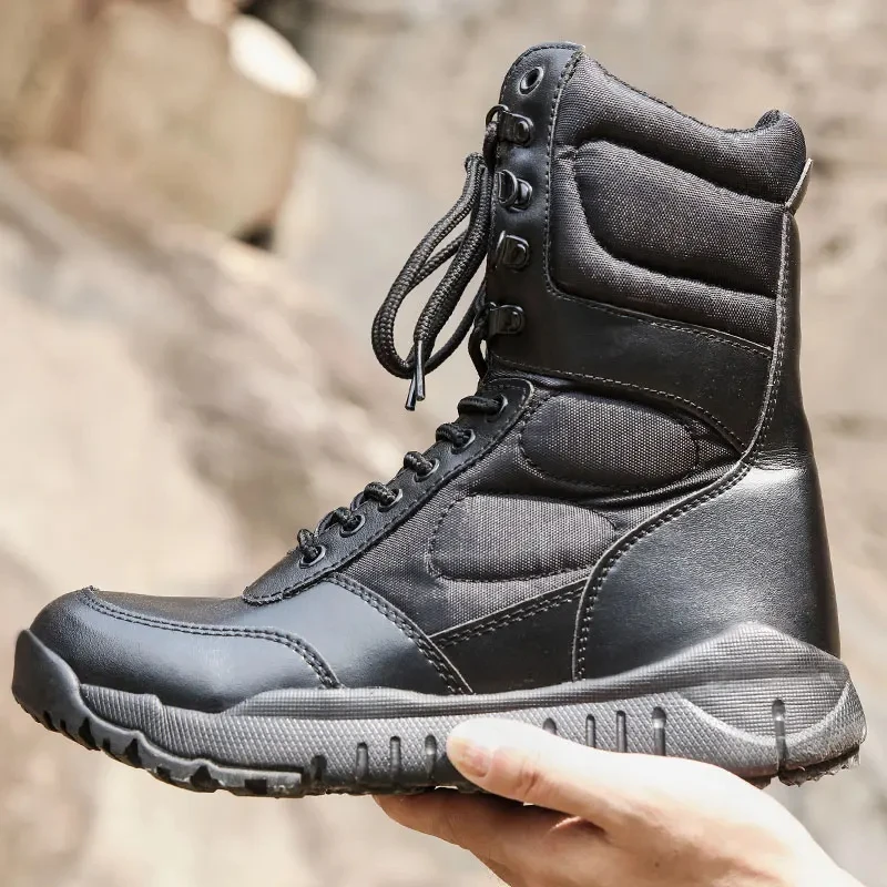 Top Trends: New Leather Tactical Military Boots Shoes For Men Desert Combat Army Outdoor Hiking Boots Ankle Shoes Men Tactical Boots Shoppable Styles