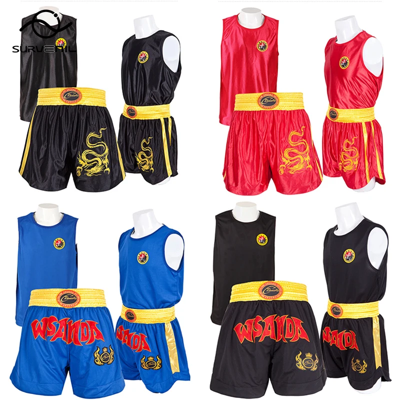 Top Trends: Boxing Shorts And Vest Set Muay Thai Shorts MMA T Shirt Men Women Kids Training Sanda BJJ Jiujitsu Martial Arts Kickboxing Wear Shoppable Styles