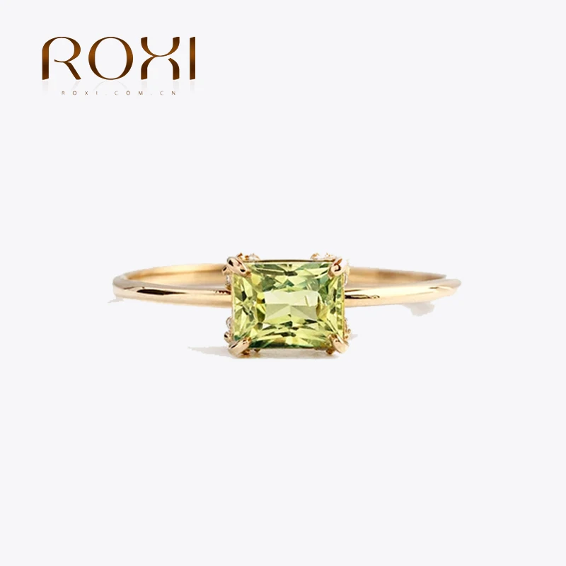 Top Trends: ROXI 925 Sterling Silver Square Green Crystal Finger Rings For Women Girls Wedding Statement Bridal Fine Jewelry Bague Femme Shoppable Styles