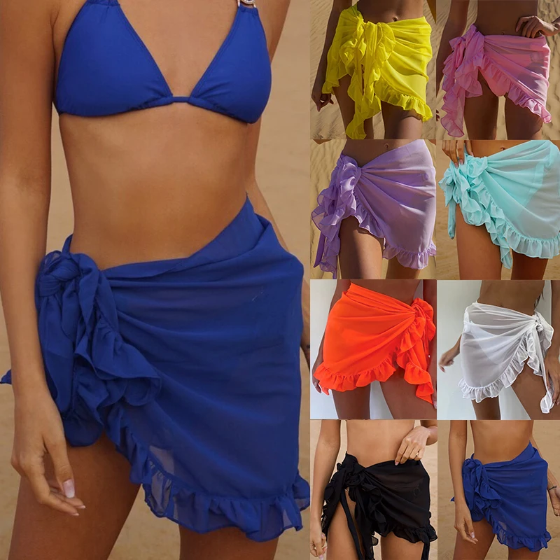 Top Trends: Women Sweet Short Chiffon Swimwear Coverups Stringy Selvedge Bikini Beach Wear Cover Up Swimsuit Wrap Sheer Skirt Swimwear Shoppable Styles