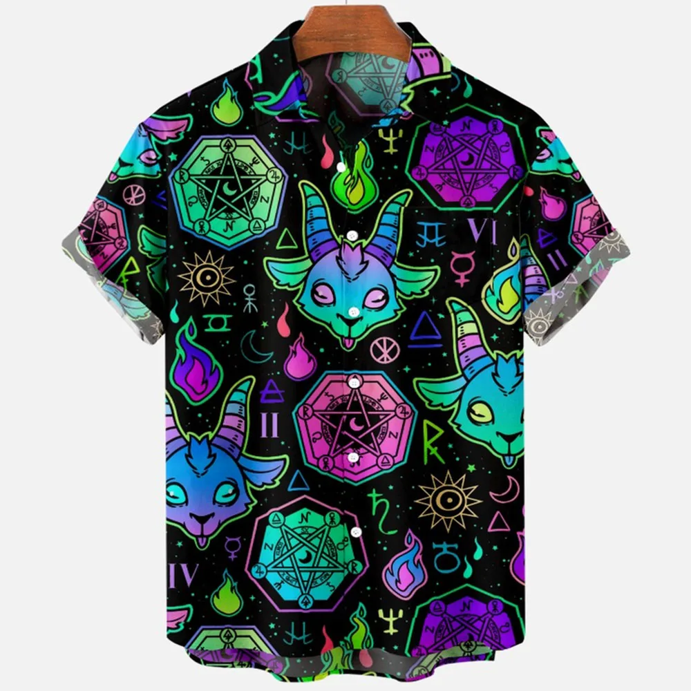 Top Trends: Devil Horror 3d Print Hawaiian Shirt Men Clothes Loose Breathable Men&#039;s Shirts Summer Male Shirt Male Clothes Short Sleeve Shirt Shoppable Styles