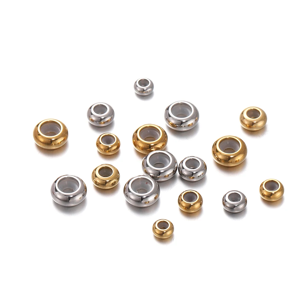 Top Trends: 10Pcs / Lot Stainless Steel Adjustment Beads With Non-slip Silicone Ring Gold Color Stopper Spacer Beads For Jewelry Making Shoppable Styles