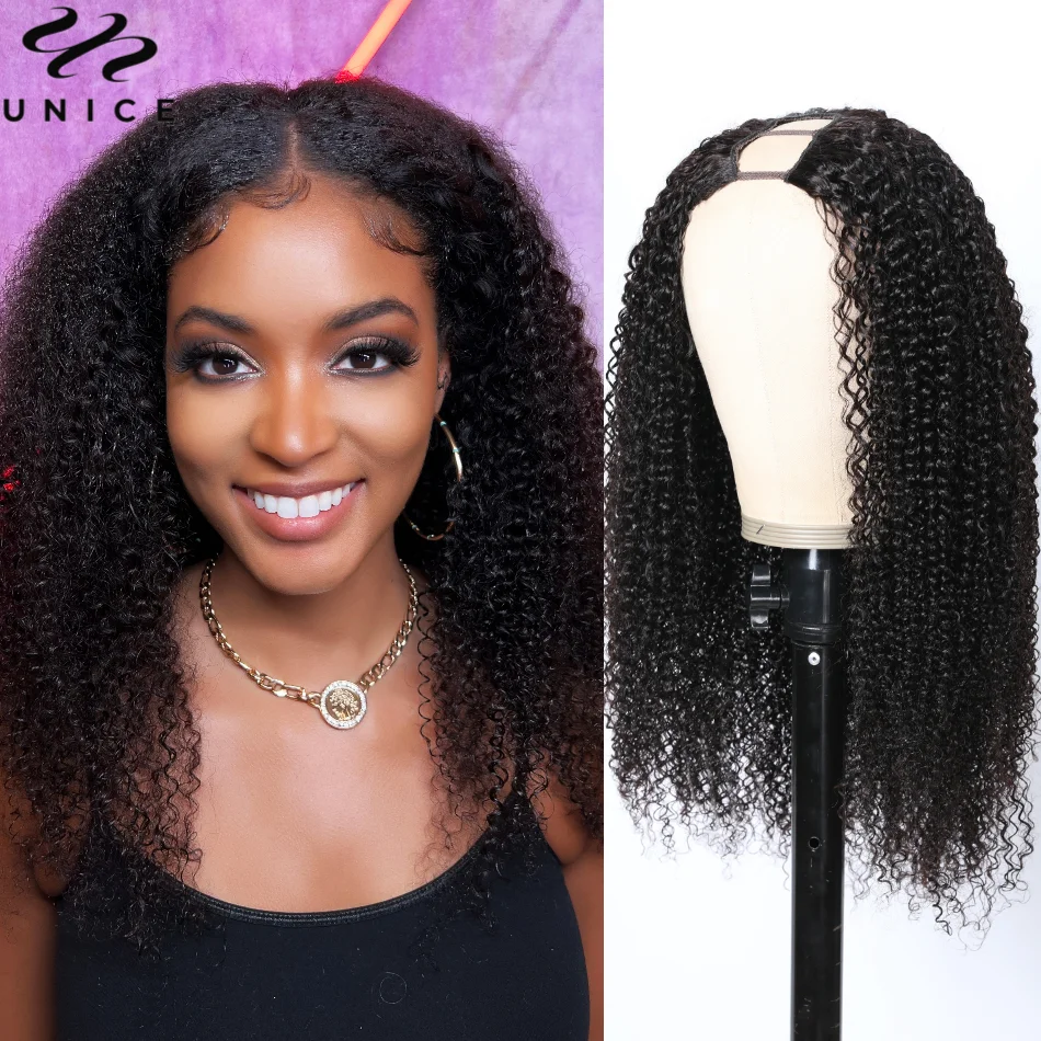 Top Trends: Kinky Curly U-Part Wigs Human Hair Wear Go Glueless Wig Super Natural Sew-in Wig No Glue Afro Wig Human Hair Shoppable Styles