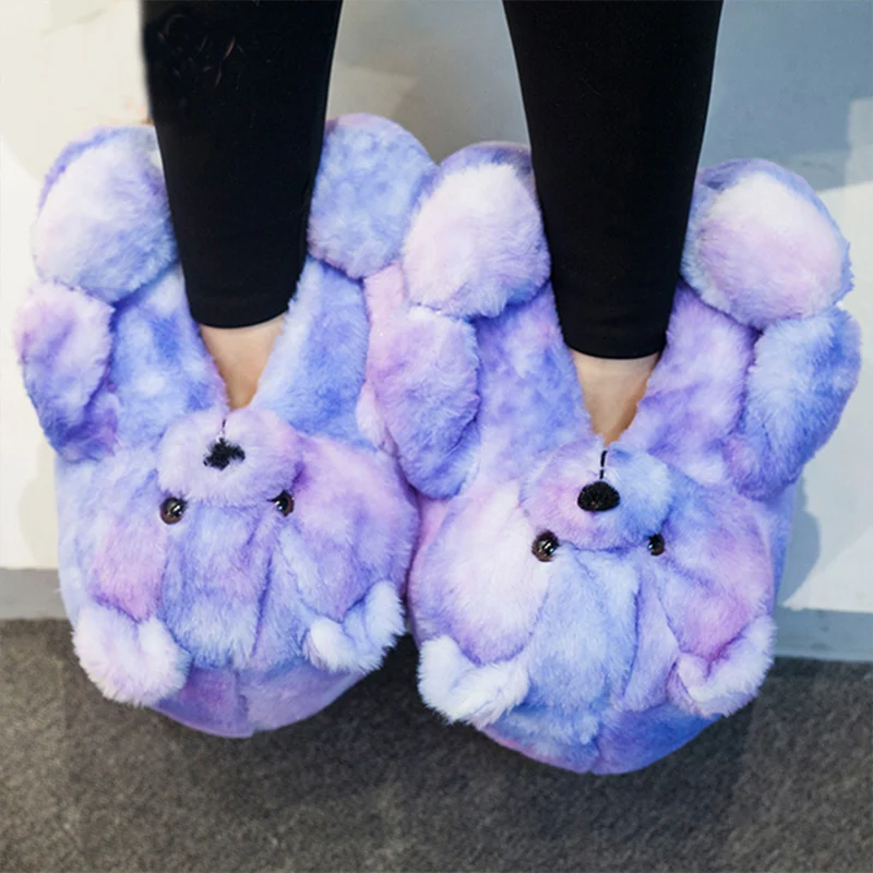 Top Trends: Indoor Fluffy Bear Shoes For Women Furry Faux Fur Slides Cute Animal Winter Floor Shoes Female Fun Teddy Bear Plush Slippers Shoppable Styles