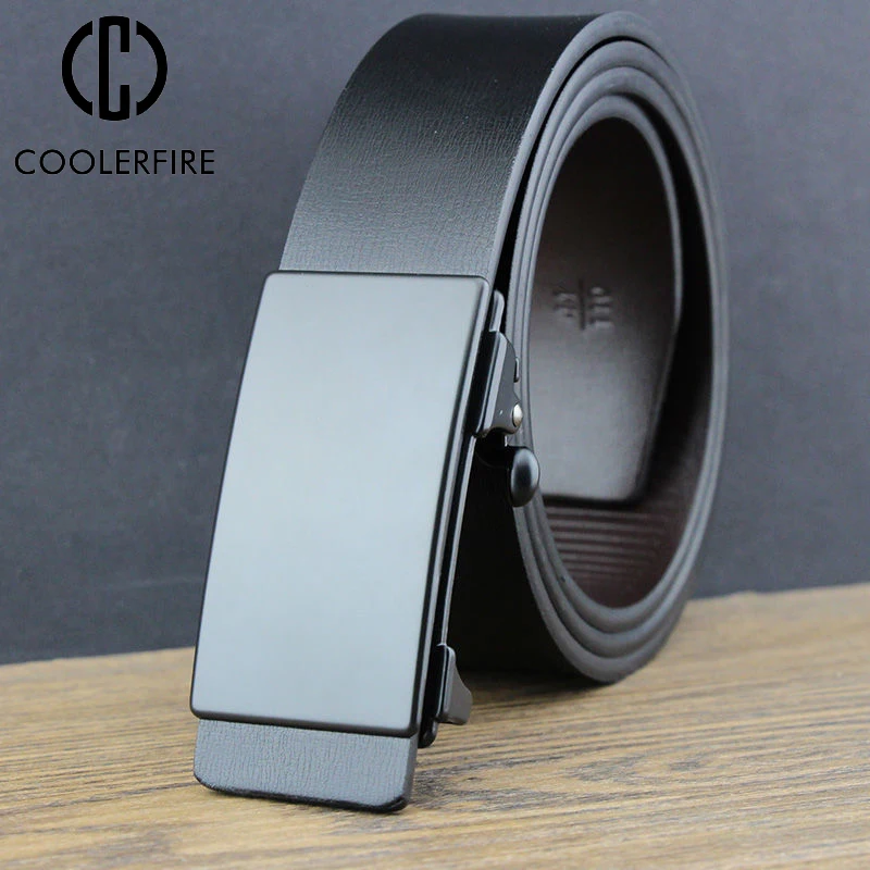 Top Trends: Men Belt Work Business Genuine Leather Cowskin Designer Belts Casual Fashion For Jeans Toothless Automatic Buckle Straps ZD2204 Shoppable Styles