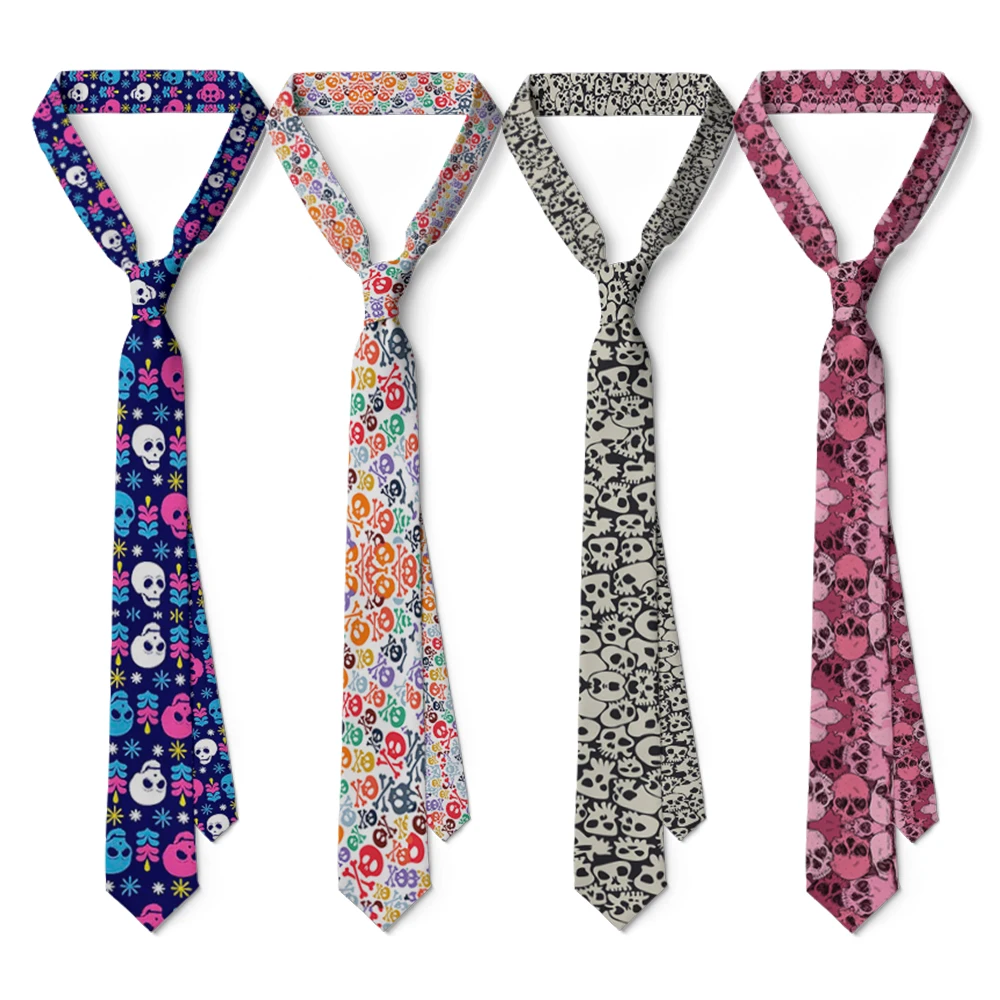 Top Trends: Skull Printed Ties For Men Wome New Fashion Groomsmen Neck Tie Casaual Mens Tie 8CM Width Necktie For Wedding Party Accessories Shoppable Styles - Image 2