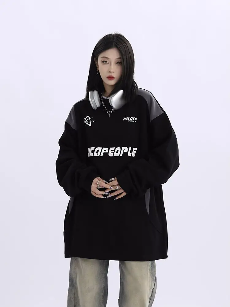 Top Trends: Deeptown Hippie Gothic Black Graphic Sweatshirts Women Y2K Cyber Punk Oversize Hoodies Korean Streetwear Long Sleeve Tshirts Shoppable Styles