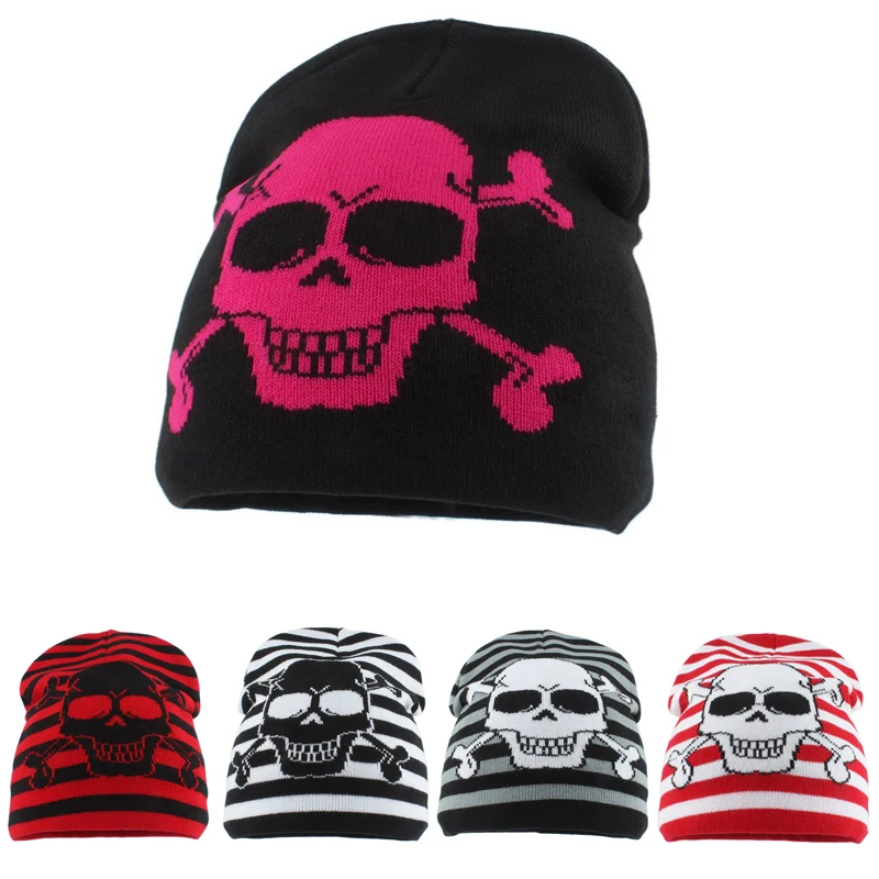 Top Trends: Autumn Winter Jacquard Weave Skull Hip Hop Cap Acrylic Knit Skullies Beanies For Men Women Streetwear Party Halloween Hat Shoppable Styles