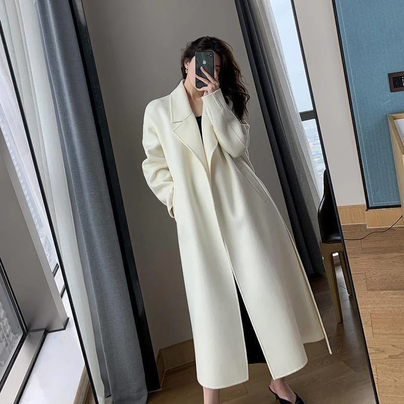 Top Trends: 2022 Autumn And Winter Korean Version All-match White High-end Fashion Temperament Thickened Medium And Long Woolen Coat Women Shoppable Styles