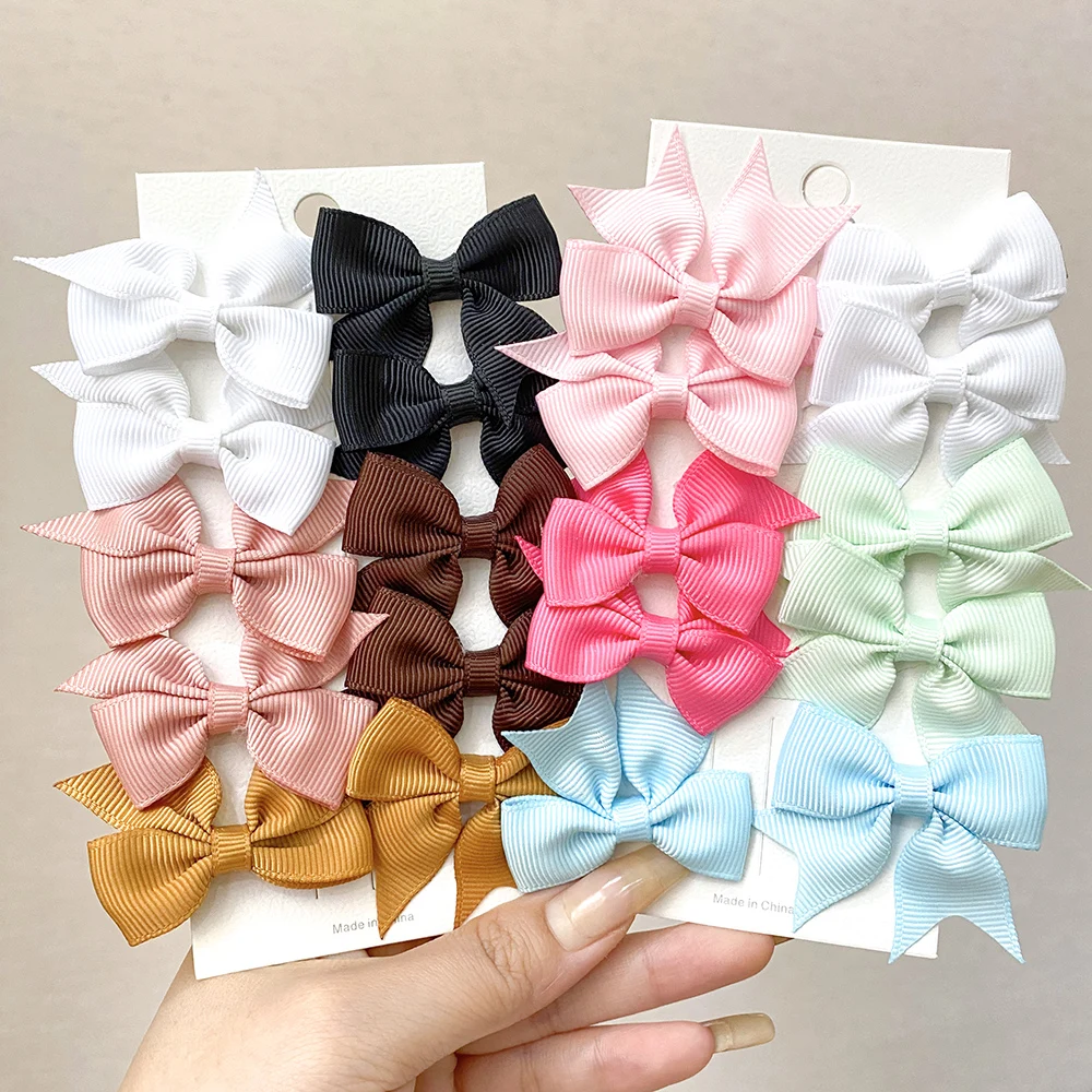 Top Trends: 10Pcs Lovely Cheer Bows Hair Clip Ribbon Kids Hairpins For Baby Girls Handmade Bowknot Hairpin MiNi Barrettes Hair Accessories Shoppable Styles