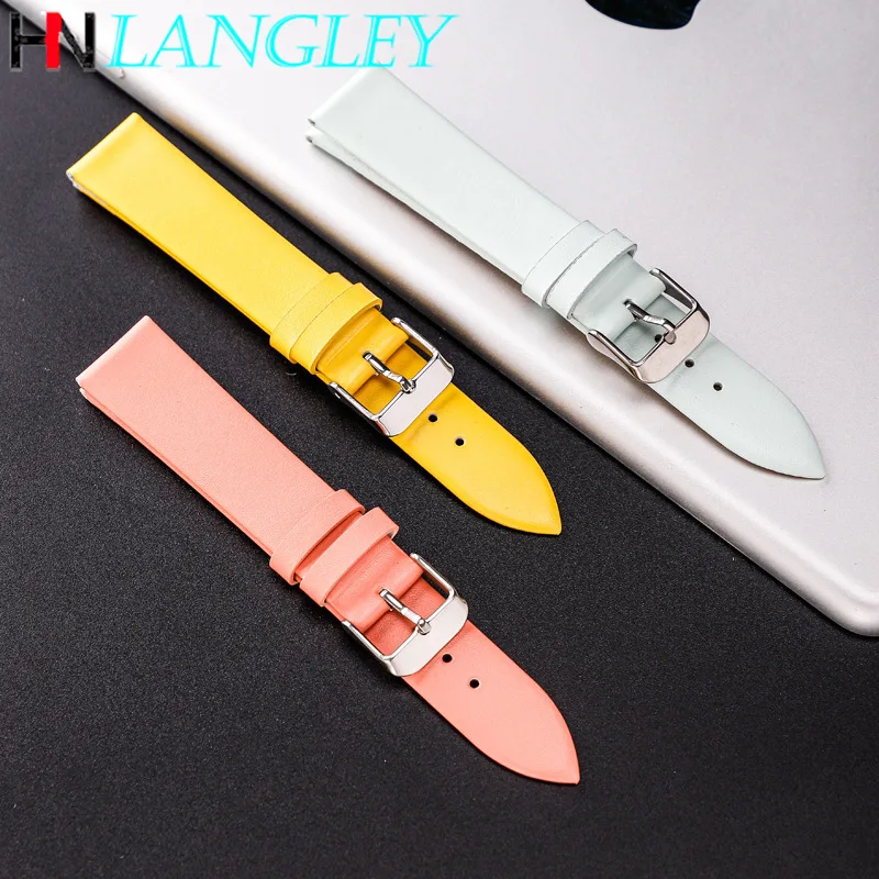 Top Trends: Colorful Leather Strap Watch Band Ultra Thin 12 / 14 / 16 / 18 / 20 / 22mm Watch Strap Wholesale 14 Colors Plain Weave Needle Pattern Belt Shoppable Styles - Image 5