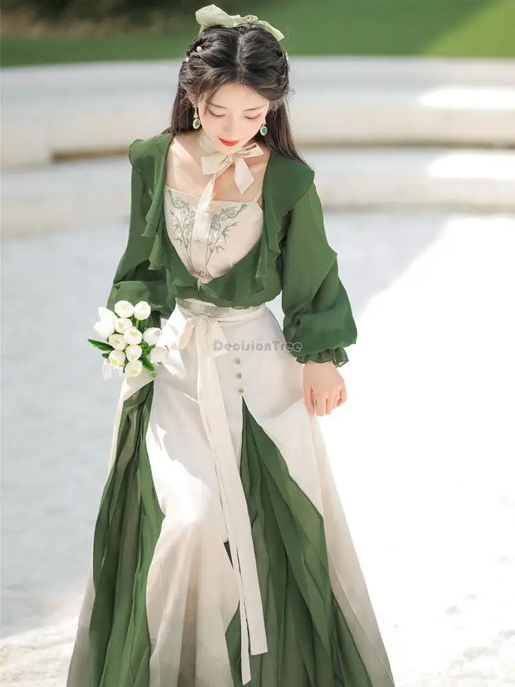 Top Trends: 2023 New Chinese Style Daily Improved Chinese Elements Set Retro Elegant Women Hanfu Dress National Style Fairy Long Dress Shoppable Styles