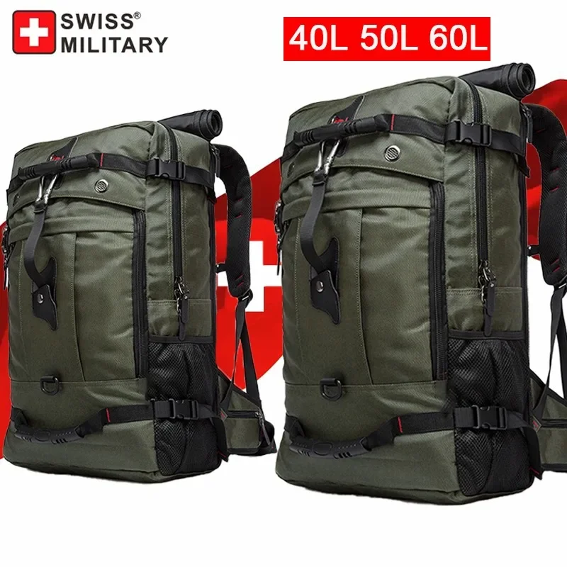 Top Trends: SWISS MILITARY Men Hiking Backpacks 40L / 50L / 60L Business Travel Backpack Outdoors Laptop Backpack Multifunctional Luggage Bag Shoppable Styles