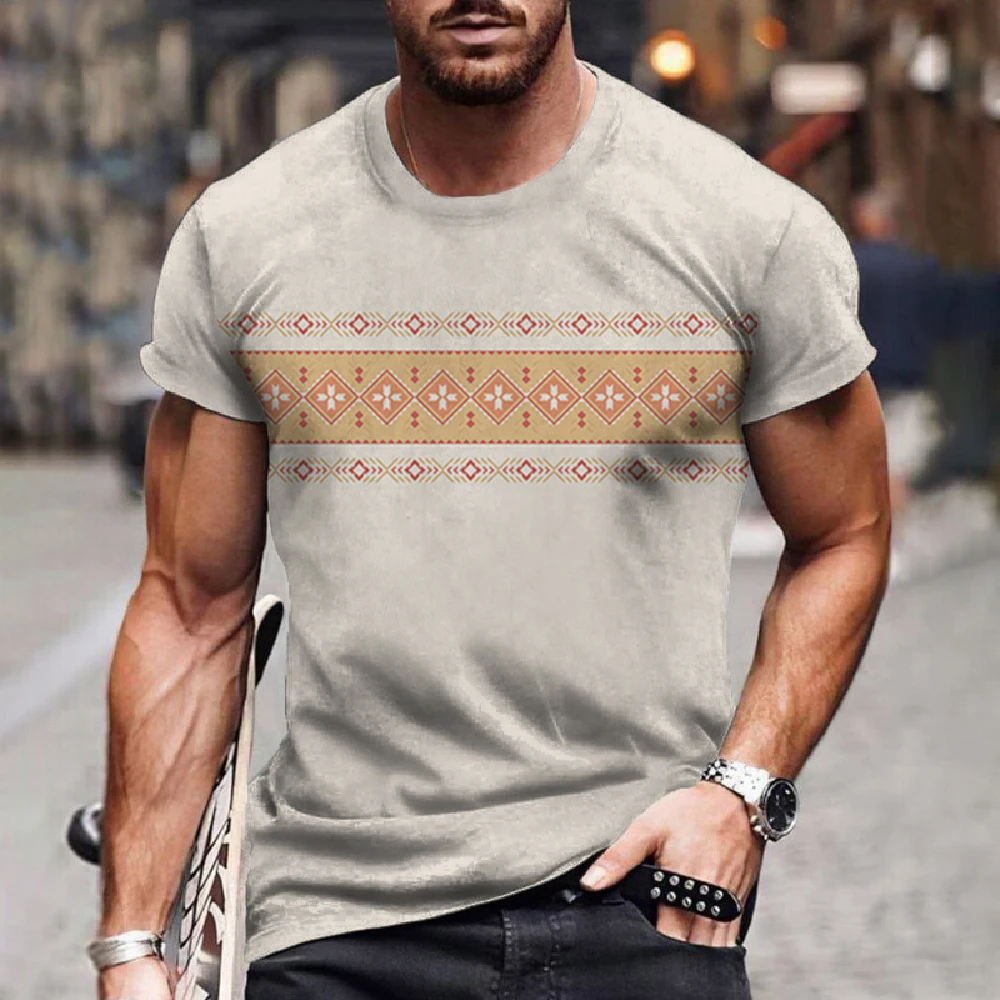 Top Trends: Hot Sell T-Shirts For Men 3d Ethnic Print Everyday Casual Short Sleeve Street Designer Top Tee Oversized Sweatshirt Men Clothing Shoppable Styles