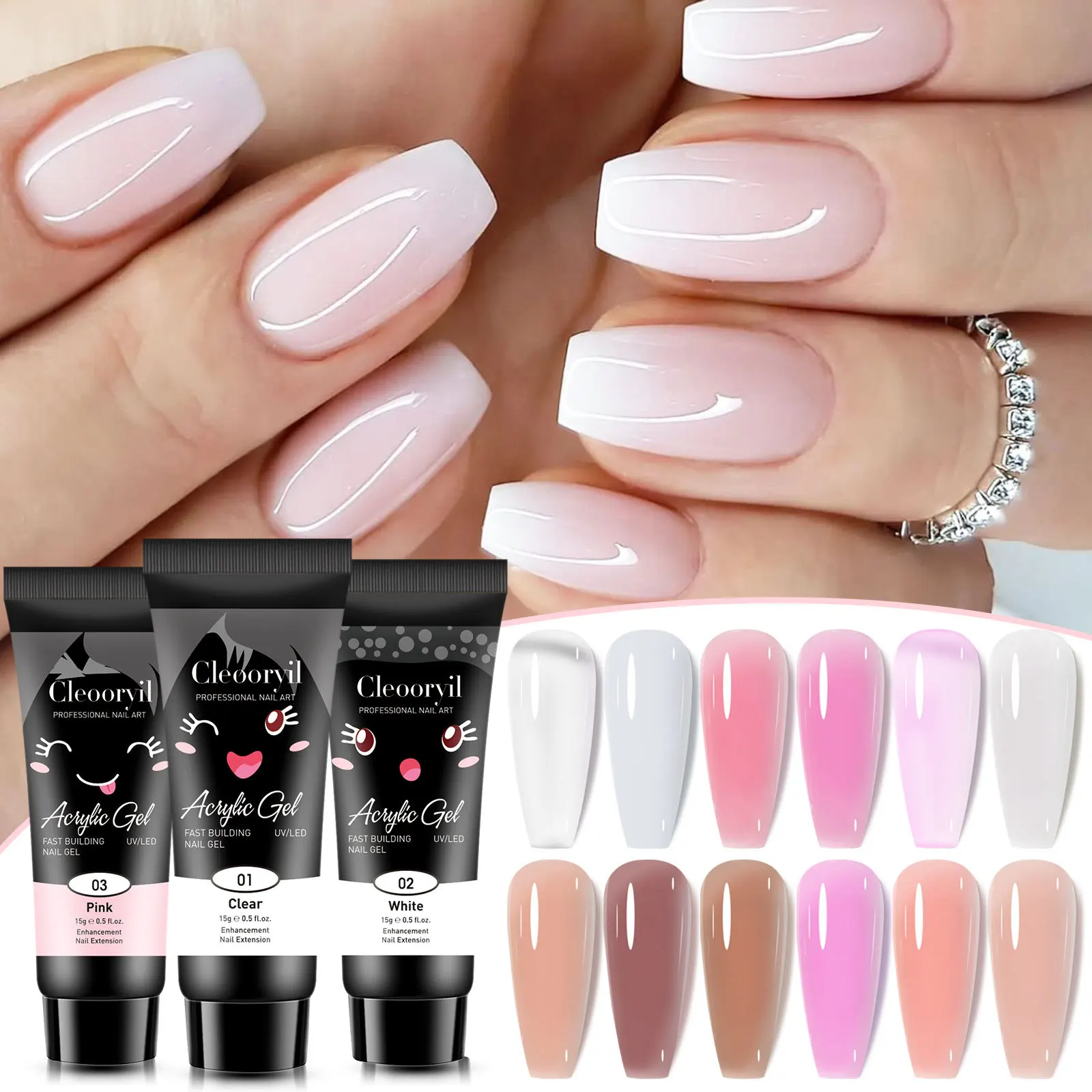 Top Trends: 15 / 30ml Nail Gels Nail Crystal Acrylic Quick Building Extension Gel Soak-Off Glue Nail Art Gels Semi-Permanent Nail Polish Shoppable Styles