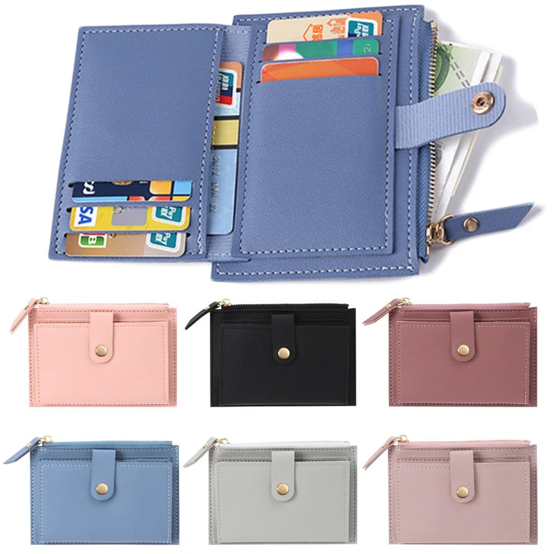 Top Trends: Simple Wallets PU Leather Purse For Women Mini Hasp Solid Multi-Cards Holder Coin Short Wallets Slim Small Wallet Zipper Bags Shoppable Styles