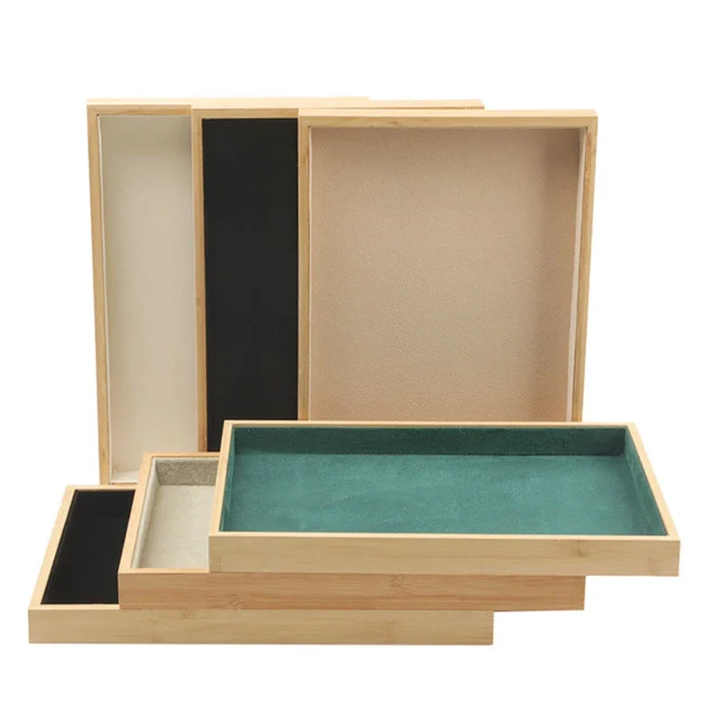 Top Trends: Bamboo Empty Jewelry Tray Storage Ring Earring Necklace Bracelet Pendant Jewelry Display Organizer Tray For Drawer 35*24cm Shoppable Styles