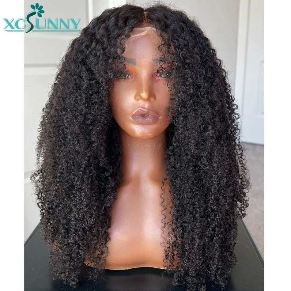 Top Trends: Kinky Curly Full Lace Wig HD Transparent Lace Frontal Wigs Human Hair Curly 13x6 Lace Front Wig Pre Plucked Brazilian Xcsunny Shoppable Styles