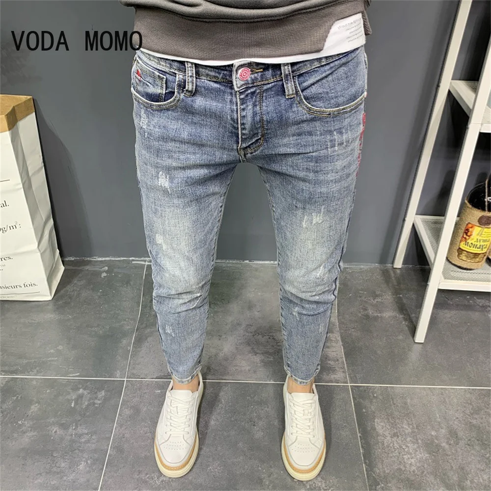 Top Trends: 2022 Brand Men Jeans Slim Fit Skinny Denim Jeans Designer Elastic Straight Jeans Stretch Trousers Jeans For Men Shoppable Styles