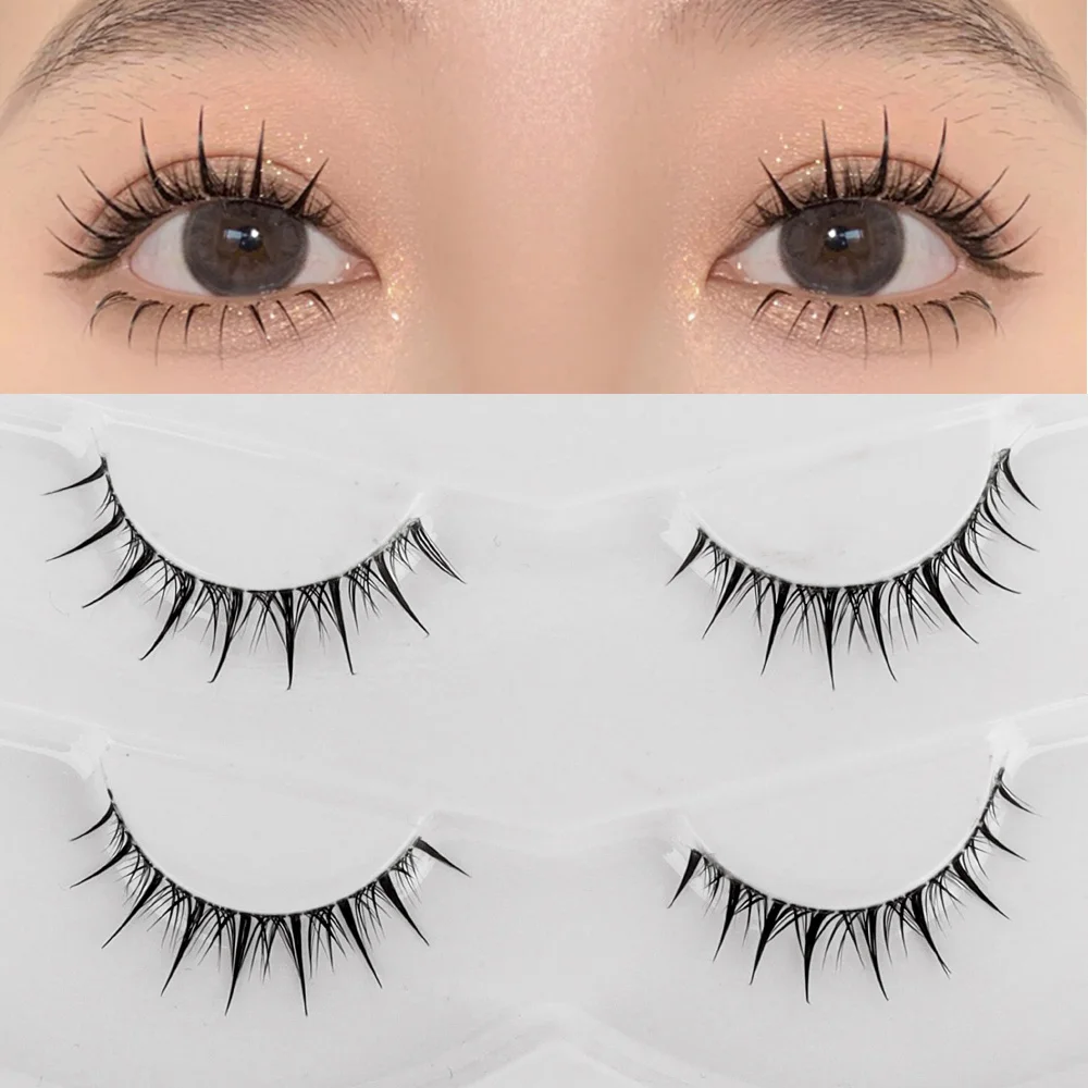 Top Trends: 2pairs Clear Band Eyelashes Mink 3D Natural Long False Lashes Invisible Thin Band Eyelash Handmade Crisscross Lashes Makeup Shoppable Styles