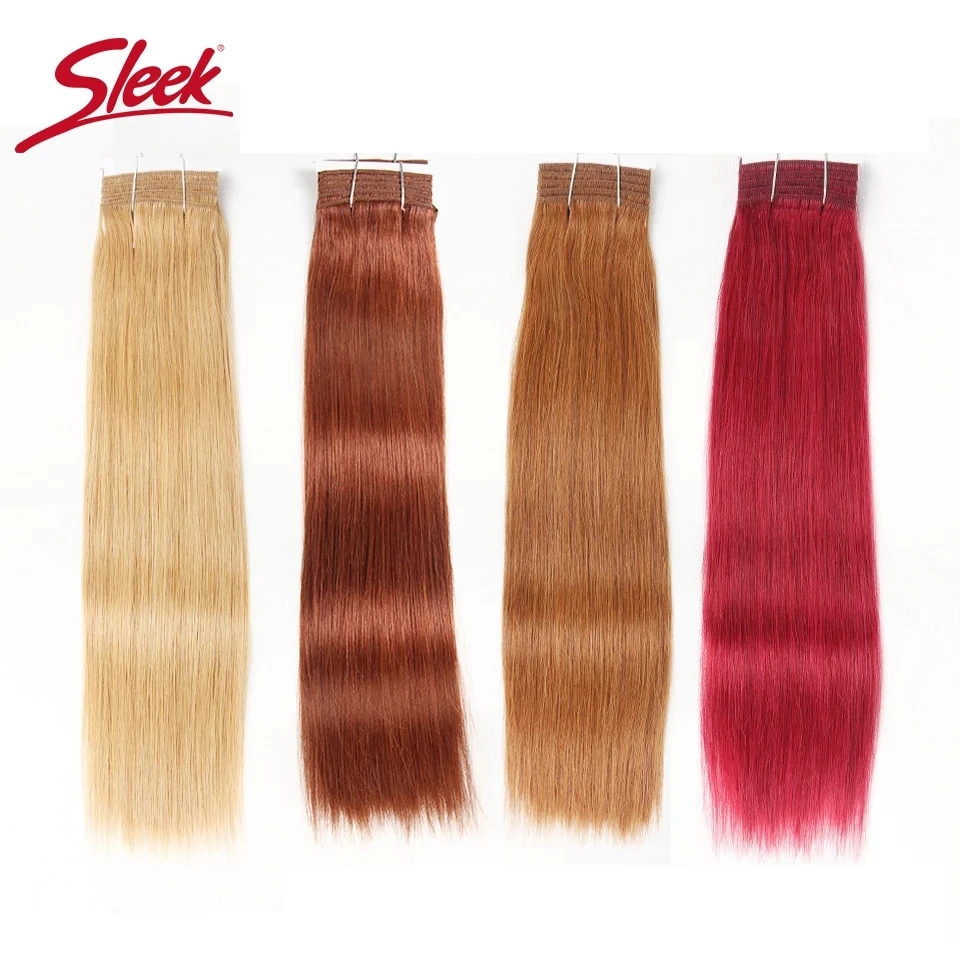 Top Trends: Sleek Brazilian Straight Hair Double Drawn Natural Human Hair Weave Bundles Remy 1 Pc Only 27 # 30 # 6 # 8 # Red / 99J Hair Bundles Shoppable Styles