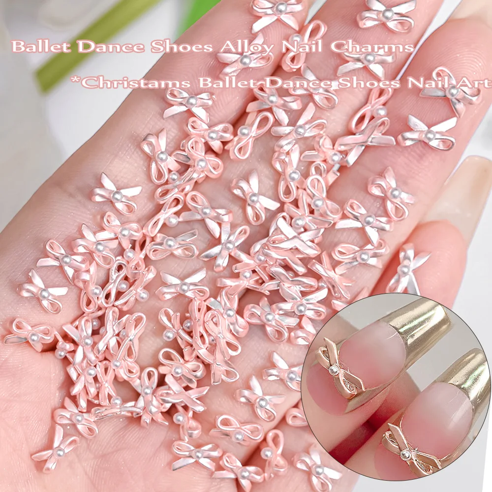 Top Trends: 10Pcs Ballet Dance Shoes 3D Nail Charms 8mm Pink Metal Dance Shoes Ribbon Nail Art DIY Kawaii Ballet Bows Manicure Supplies &*& Shoppable Styles