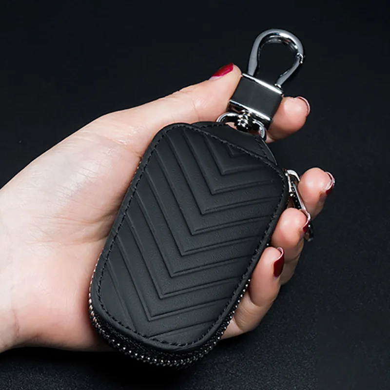 Top Trends: NEW Genuine Leather Car Key Zipper Multi-Function Remote Control Protector Cover Small Wallets Zipper Car Key Car Keys Shoppable Styles