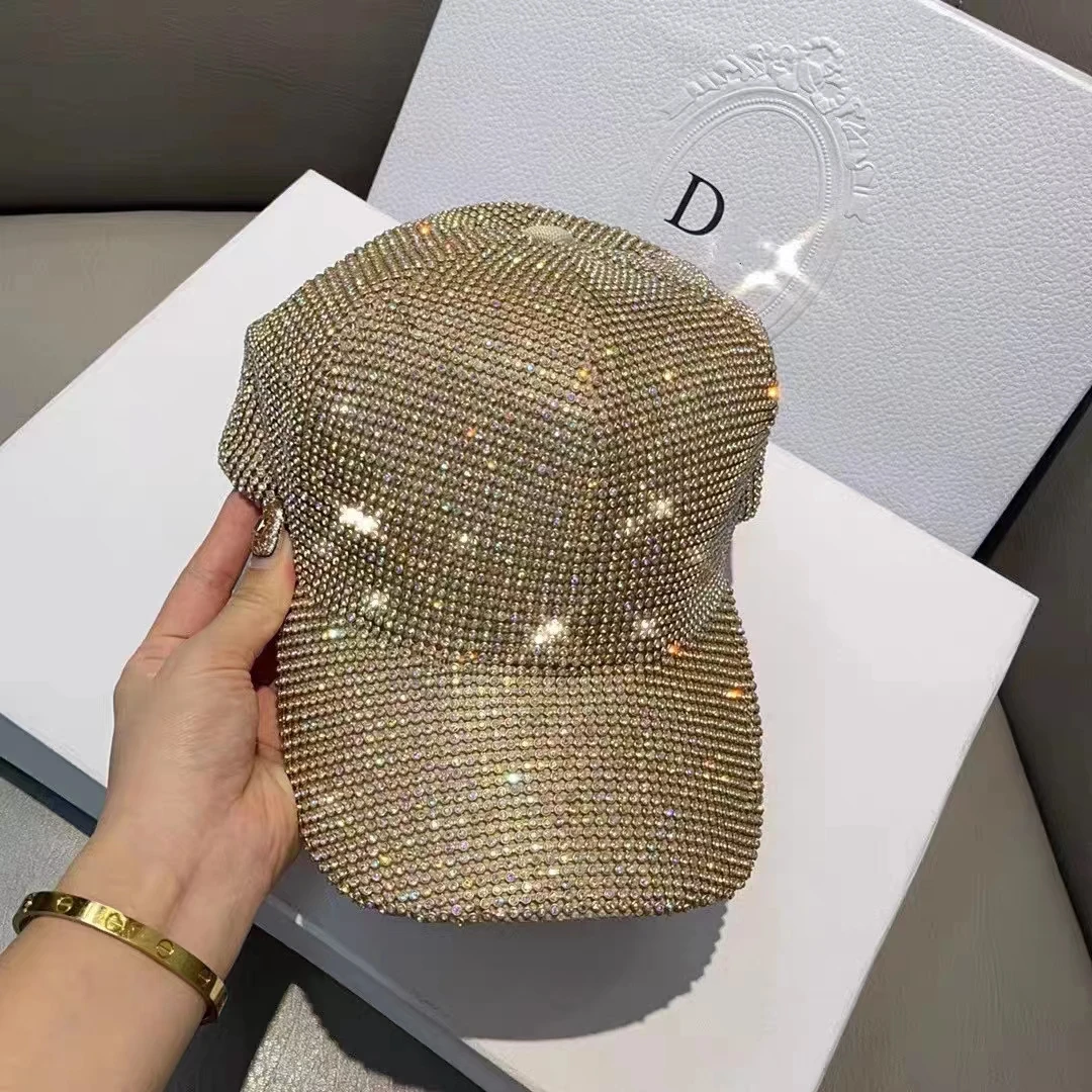 Top Trends: Gold 2023 New Rhinestone Baseball Cap Empty Hat Luxury Women&#039;s Hat Autumn Fashion Baseball Cap Gorra Hombre Shoppable Styles