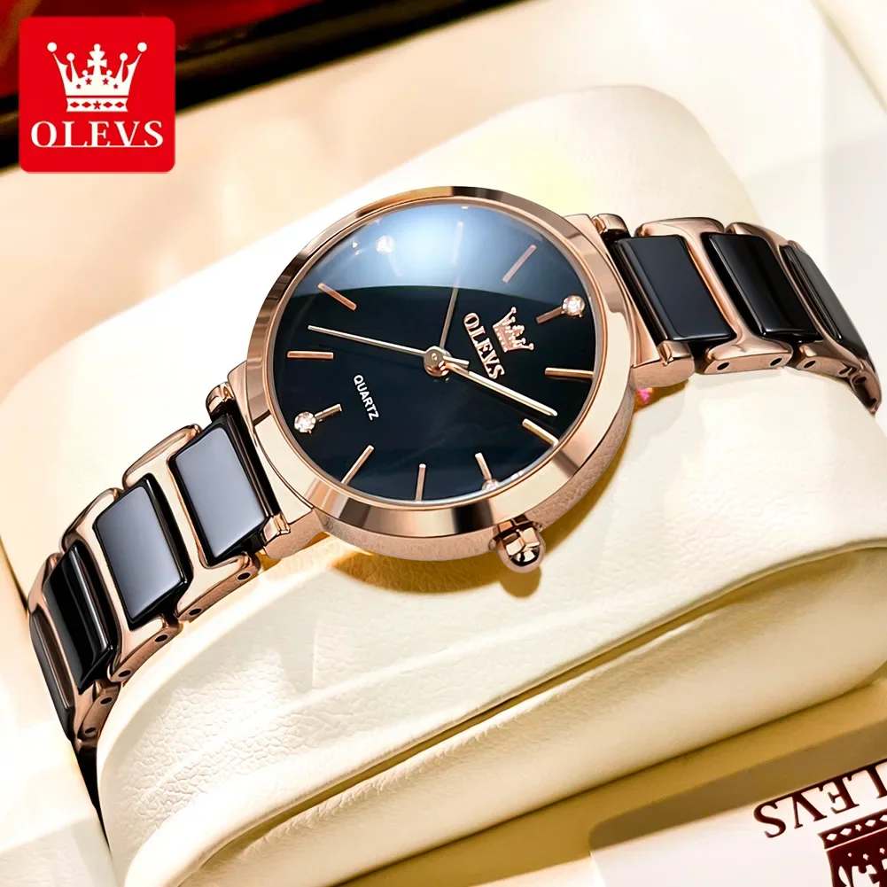 Top Trends: OLEVS 5877 Japan Quartz Women Watch Ceramics Watchstrap Luxury Elegant Ladies Bracelet Watch Watch For Women Relogio Feminino Shoppable Styles