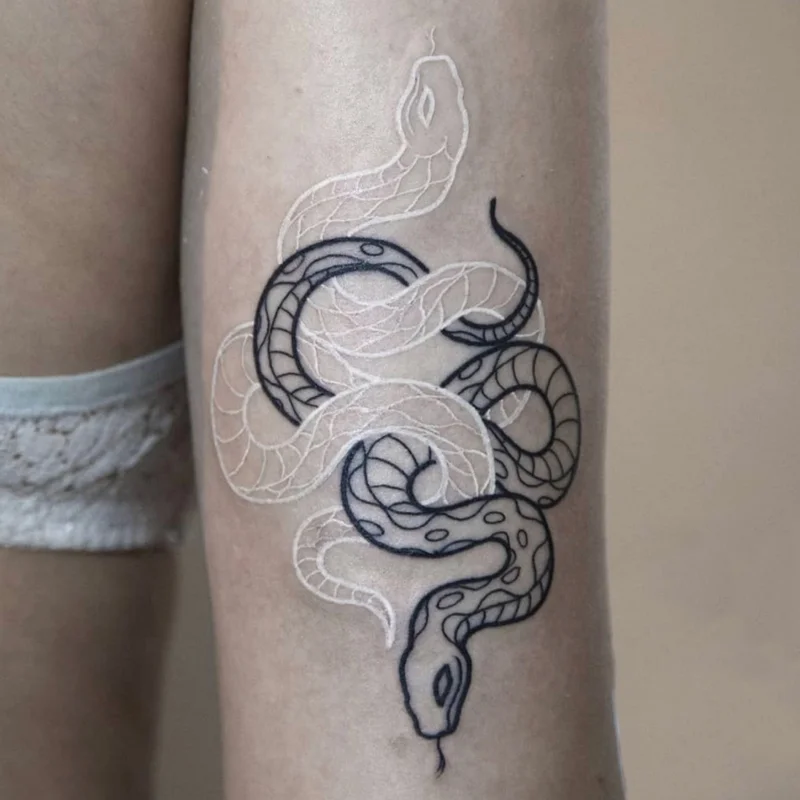 Top Trends: Black And White Snake Waterproof Tattoo Sticker Arm Female Male Fake Tattoo Line Python Body Art Shoppable Styles