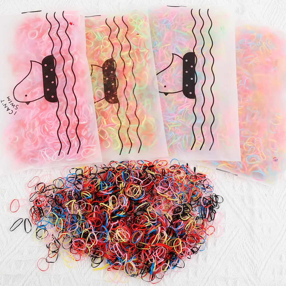 Top Trends: 1000Pcs Colorful Disposable Hair Bands Scrunchie For Kids Girls Elastic Rubber Band Ponytail Holder Hair Accessories Hair Ties Shoppable Styles - Image 2