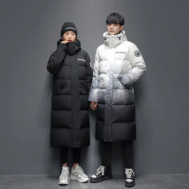 Top Trends: -30Degree Winter Men Jacket High Quality Long Down Jacket Couples Fashion Hood Windproof 90%White Duck Coat Casual Thick Warm Shoppable Styles