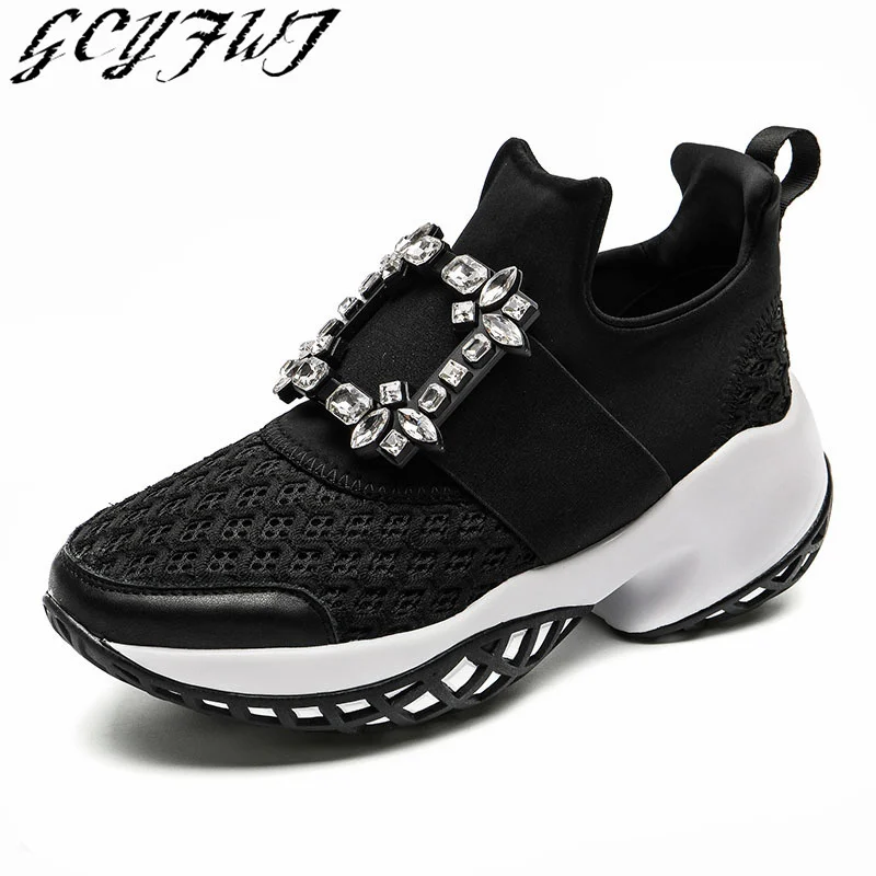 Top Trends: Luxury Rhinestone Women's Sneakers Fashion Thick Platform Round Toe Female Shoes Outdoor Mixed Colors Breathable Ladies Footwear Shoppable Styles