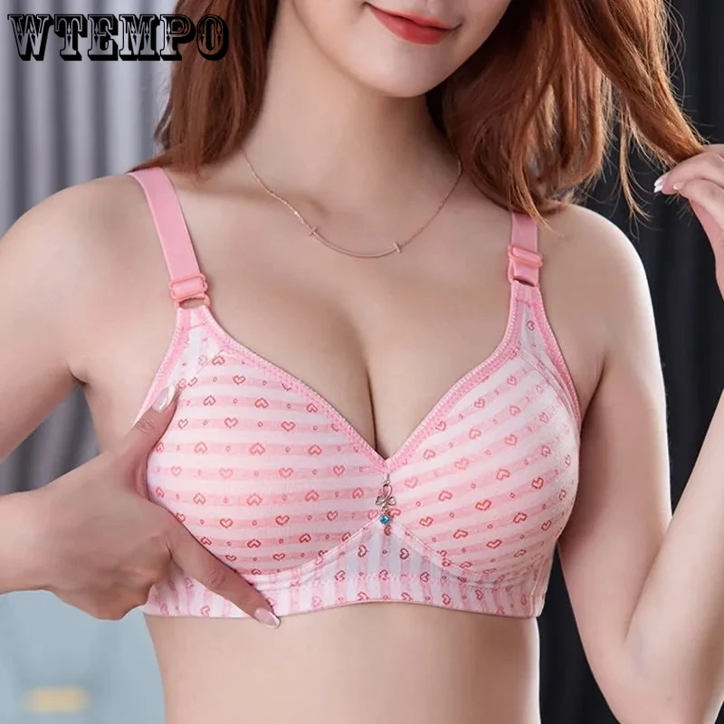 Top Trends: Push Up Bras For Women Plus Size Underwear C D Bra Woman Wireless Bralette Ladies Large Push Bra Love Heart Printed Bras Shoppable Styles - Image 3