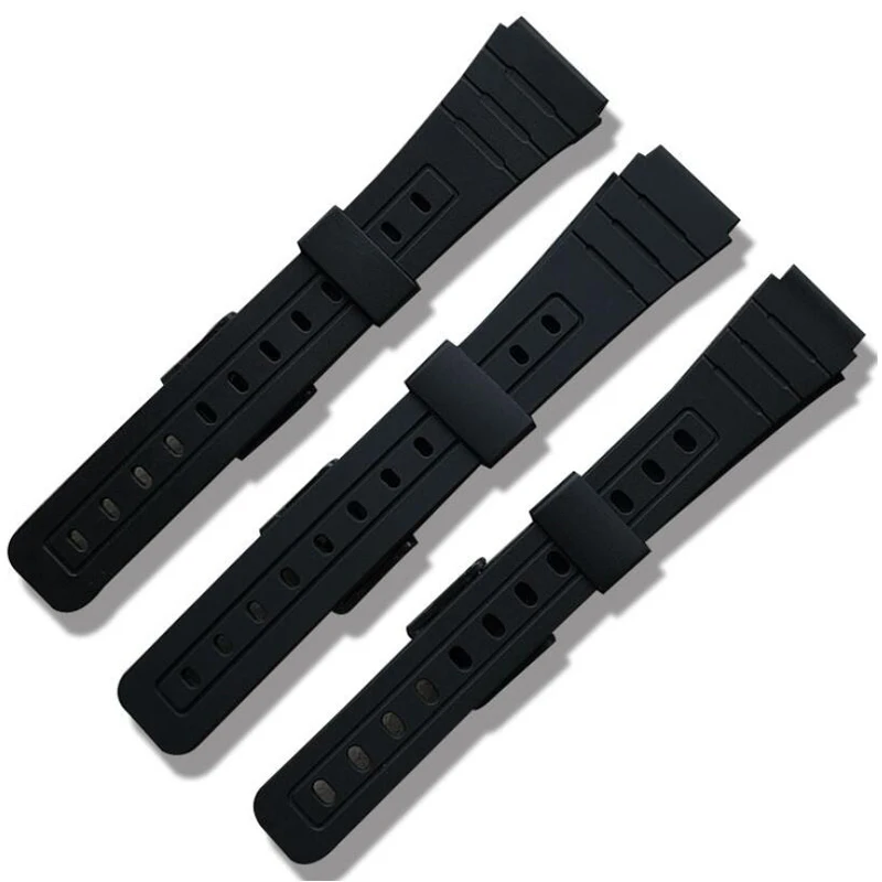 Top Trends: 16mm 18mm 20mm Watchband For Casio F-91W Black Resin Watch Bracelet With Pins Black Buckle Watch Wristband For Casio F91 F91W Shoppable Styles