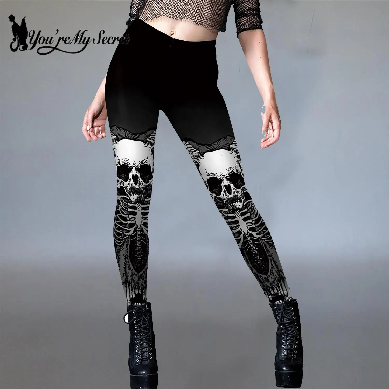 Top Trends: You're My Secret Skeleton 3D Print Leggings New Design Punk Women Legging Gothic Style Female Pants Ankle Sexy Stretch Legging Shoppable Styles