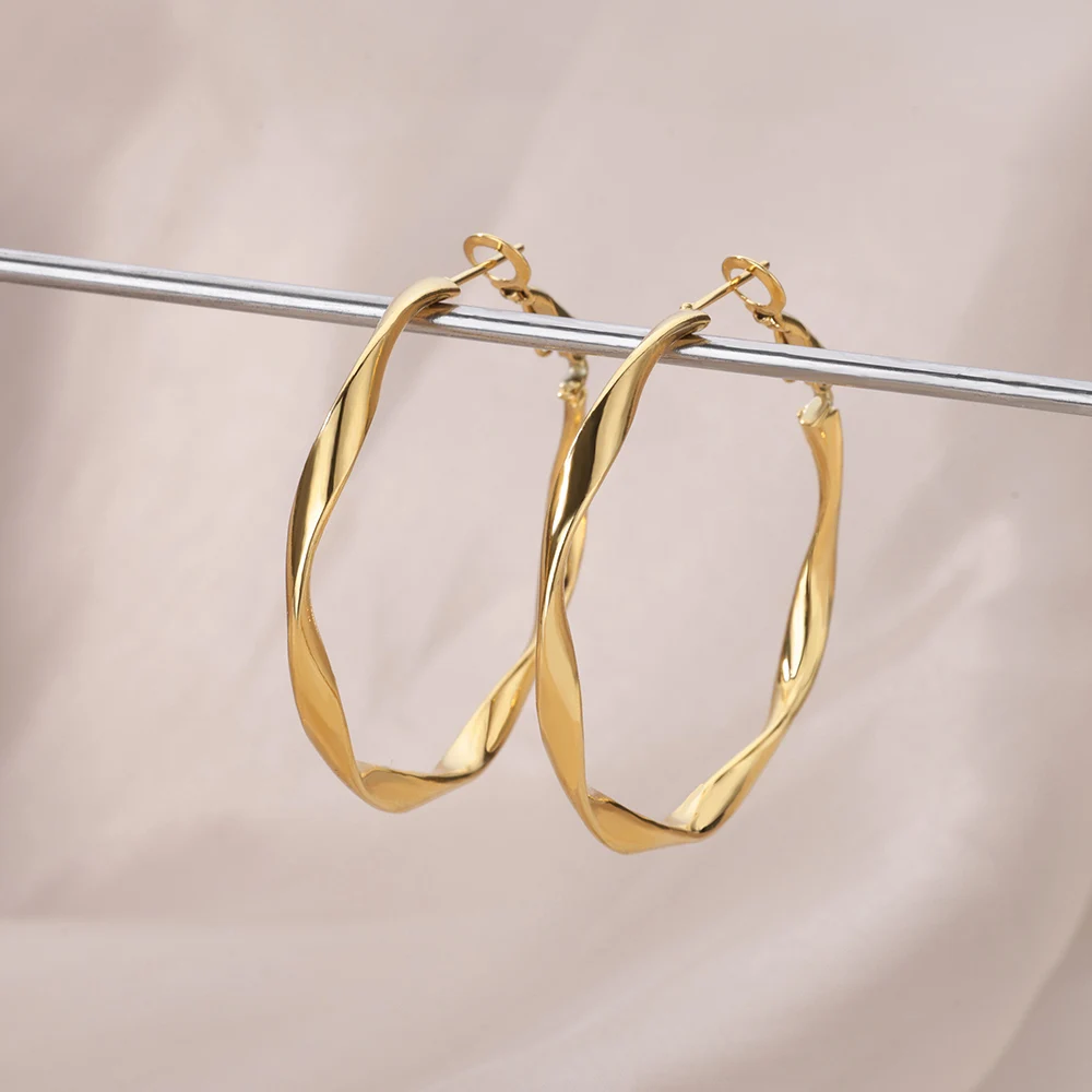 Top Trends: 1Pair Stainless Steel Earrings For Women 2023 Trending Classic Gold Color Hoop Earrings New In Circle Ear Jewelry Aretes Mujer Shoppable Styles - Image 6