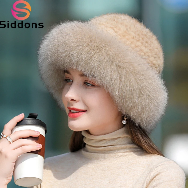 Top Trends: New Genuine Real Natural Knitted Mink Fur Hat Cap Luxury Women Handmade Knit Fashion Winter Headwear Warm Real Fox Fur Beanies Shoppable Styles