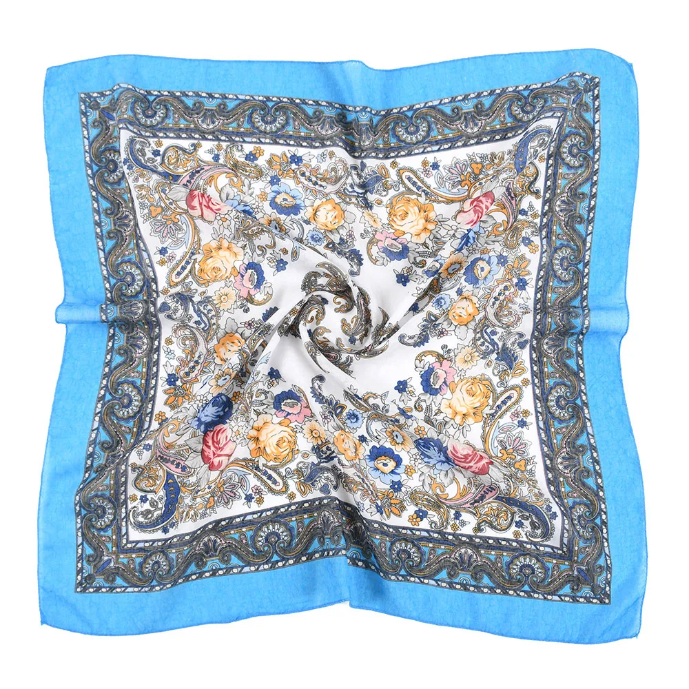 Top Trends: 70*70cm Russian Style Floral Printed Square Scarf Women Small Handkerchief Headband Bandana Hijab Shawl Babushka Head Scarves Shoppable Styles