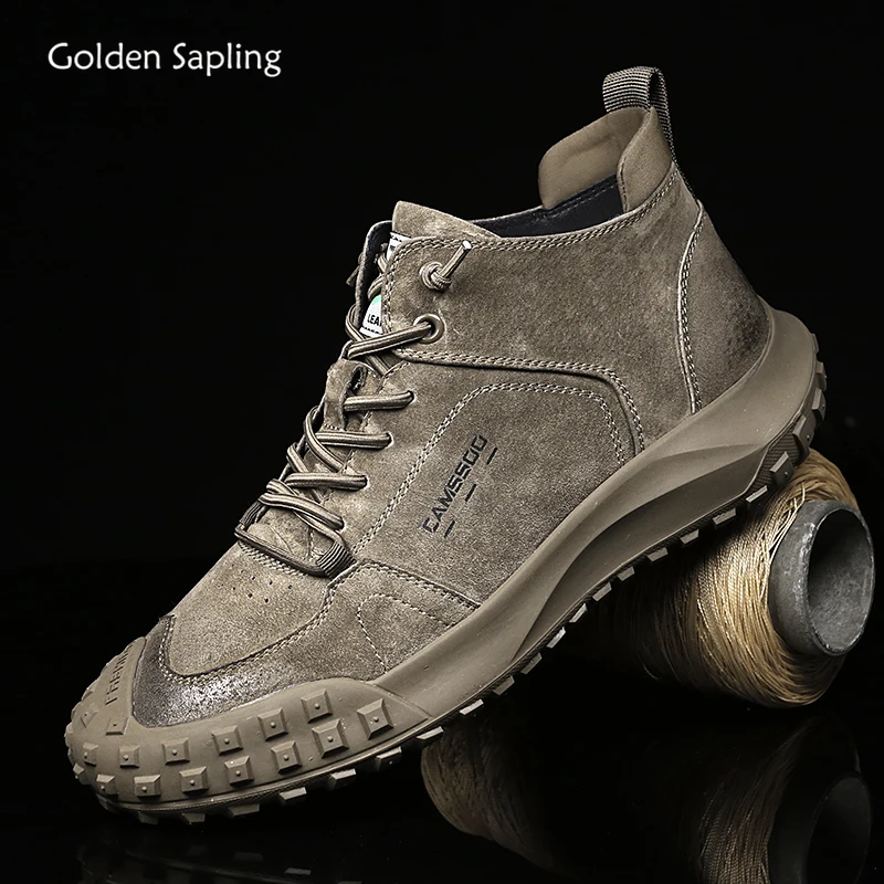 Top Trends: Golden Sapling Retro Men&#039;s Boots Platform Shoes Outdoor Leisure Flats Fashion Leather Party Footwear Classics Work Shoe For Men Shoppable Styles