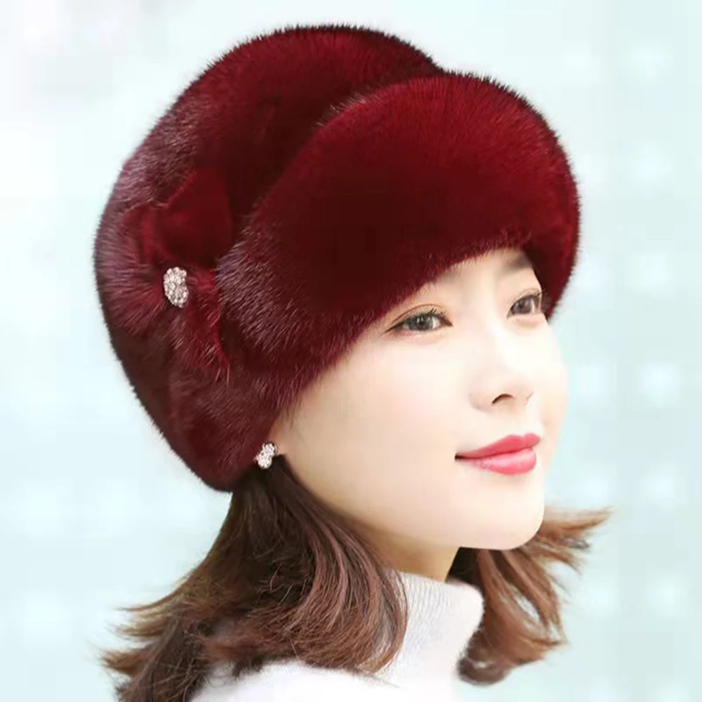 Top Trends: Winter Women Faux Mink Fur Hats Natural Fur Warm Caps Soft Imitation Fur Hat Ladies Beanie Female Thicken Plush Bonnet Hats Shoppable Styles - Image 3